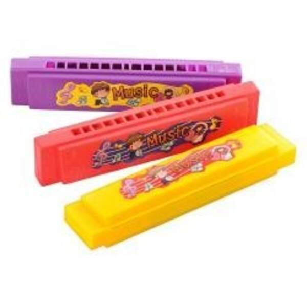 Гармошка 2108A (600шт) губна, 3 кольори, в кульку, 12,5-3-2см (шт.)