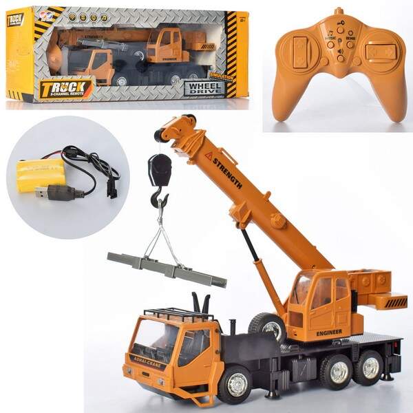 Будтехніка 3822 (9шт) р/к, акум, кран, муз, світло, рухома стріла, USB зар, в кор-ці, 46-16,5-12см (шт.)