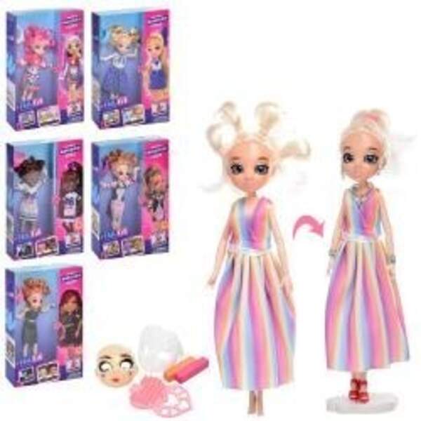 Лялька арт. 3666-7/8/9/10/12 (84шт/2) змінює макіяж і кольор волосся, з аксесуарами, короб.21*5.5*32 (шт.)