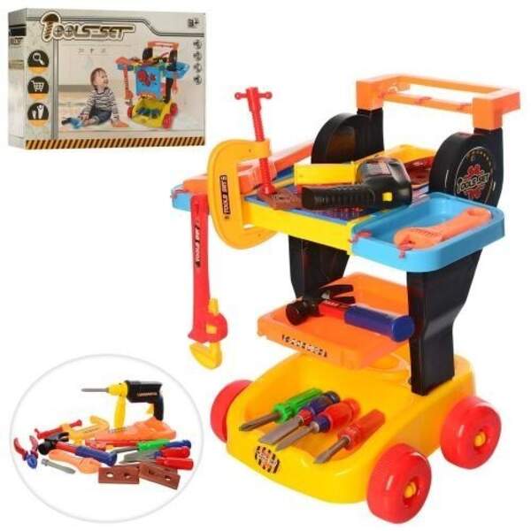 Стіл з інструментами 998-4 (6шт) на колесах, дриль, молоток, викрутка, пила, бат, в кор-ці, 48-32-17 (шт.)