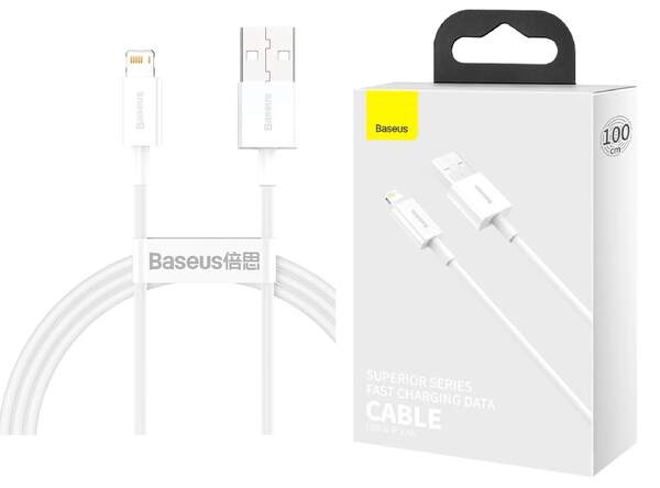 Кабель Baseus Superior Series Fast Charging Lightning 2.4A 1 м White (CALYS-A02) (шт.)