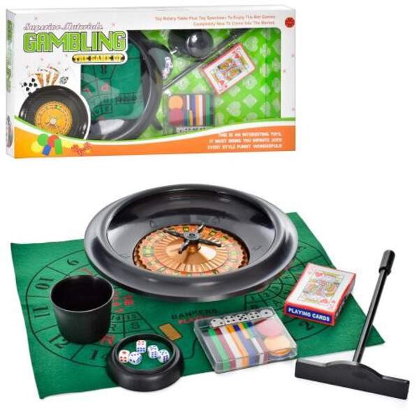 Гра 8170E (12шт) казино, рулетка 25см, карти, фішки, сукно37-29см, кубики, кор, 52-25,5-6см (шт.)