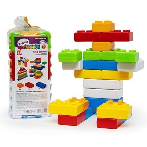 Набір дитячий "Конструктор BAMSIC Цеглинки №1»  24 деталі артикул 115/19 ,вініловий тубус Бамсік (шт.)