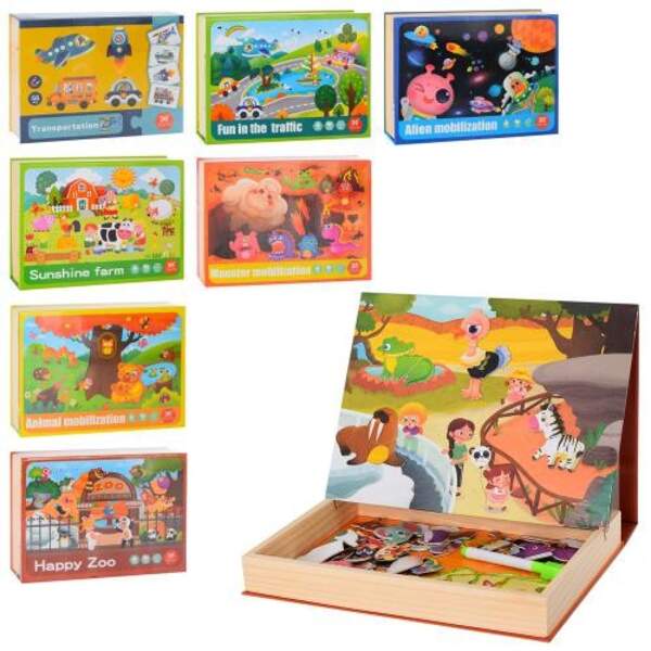 Дерев'яна іграшка Дошка MD 1830 (32шт) 2в1 (магнітна, малюв), 7 видів, у кор/у кульку, 27-20-4см (шт.)