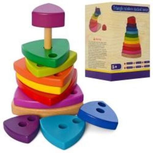 Дерев'яна іграшка Пірамідка MD 2719 (30шт) 15см, 10фігурок, в кор-ці, 11-15,5-11,5см (шт.)