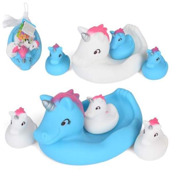 Іграшка для купання 378 (72шт) єдиноріг 4шт (1шт-17см, 3шт-5,5см), 2 кольори, в сітці, 18-10-12см (шт.)