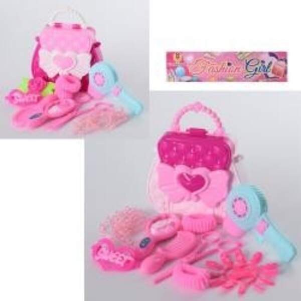 Набір перукаря TL80-12-14 (96шт) фен, гребінець, дзеркало, ножиці, сумочка, 2 види, в кульку,22-22-6 (шт.)