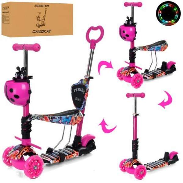 Самокат JR 3-058-I-WP17 (1шт) MAXI,5в1(біговел),стал+пл,3колПУ,2пер120мм-св,кермо66/75см,подн26-13см (шт.)