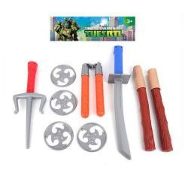 Набір зі зброєю A7-2 (45шт) ЧН, меч41см, сай, сюрікен, нунчаки, палки2шт, у кульку, 17,5-49-13см (шт.)