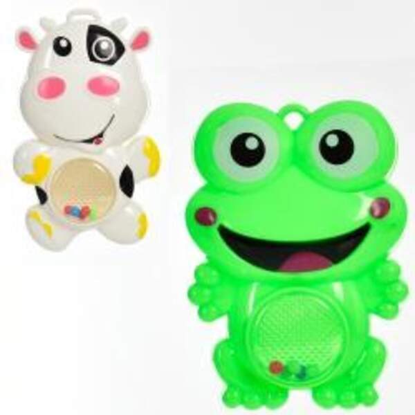 Брязкальце BM027-8 (300шт) 12см, 2види (жаба/корівка), у пакеті, 7,5-12-3см (шт.)