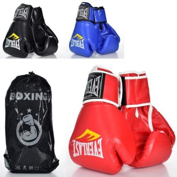 Боксерські рукавички MS 2108-5 (21шт) розмір 12oz, на липучці, 3 кольори, в кульку, в сітці, 36-20-1 (шт.)