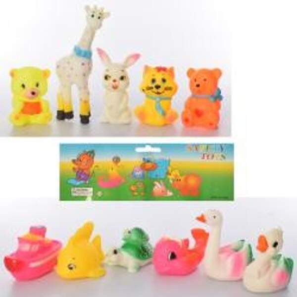 Іграшка для купання 126-64-67 (72шт) тварина-пискавка, від 10см, 2види(6шт), в кульку, 21-28-6см (шт.)