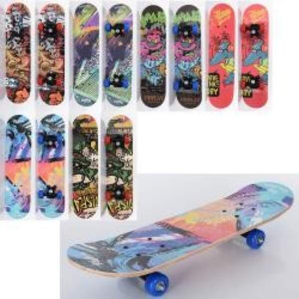 Скейт MS 0323-5 (12шт) 60-15см, пласт.підвіска, колеса ПВХ, підш. 608ZZ, 7 шарів, 6 видів, розібрани (шт.)