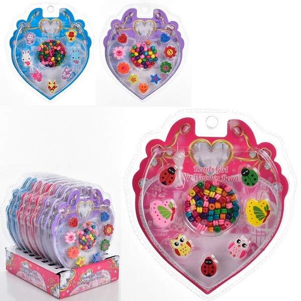 Бісер 338-1029 (192шт) намистини, в слюді, 8шт (3 кольори) в дисплеї, 17-19-18см (шт.)