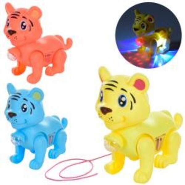 Музична іграшка 399-69 (90шт) тигр, 16см, муз, світло, ходить, 3кол, на бат-ці, в кульку, 17-15-8см (шт.)