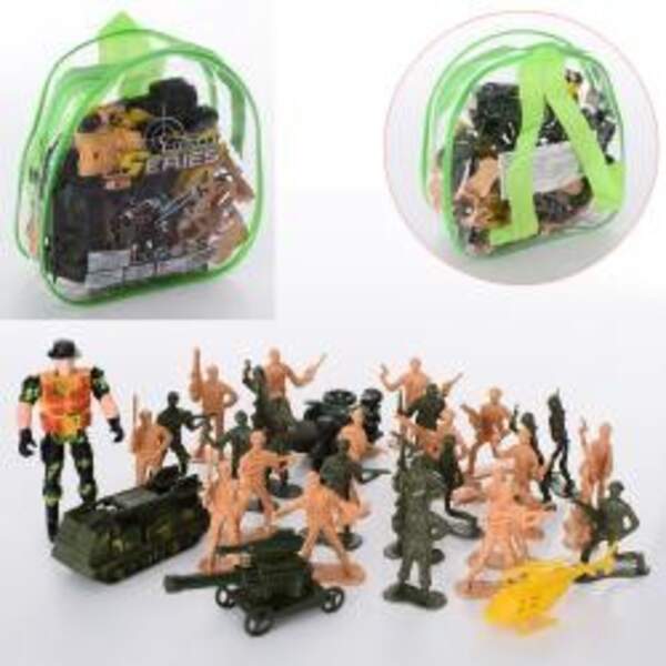 Солдати у наборах CY4149B-B (60шт) 26шт(шт-12см), військова техніка4шт, у рюкзаку,17-17-6см (шт.)