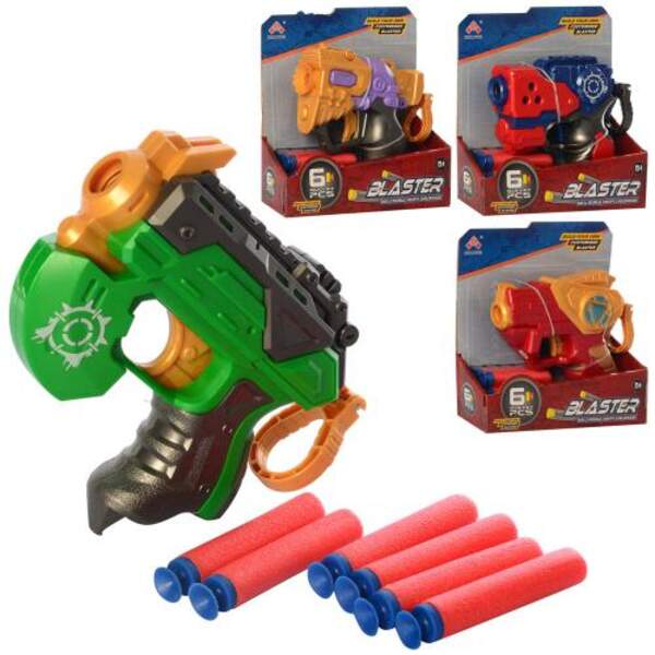 Пістолет SB508 (72шт) бластер, 14см, м'які кулі-присоски 6шт, 4 види, в кор-ці, 17-17,5-5см (шт.)