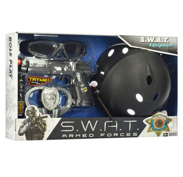 Набір поліцейського 33650-33770/ S005 A/B (36шт) каска, окуляри, наручники, у кор-ці, 41-28-7см (шт.)