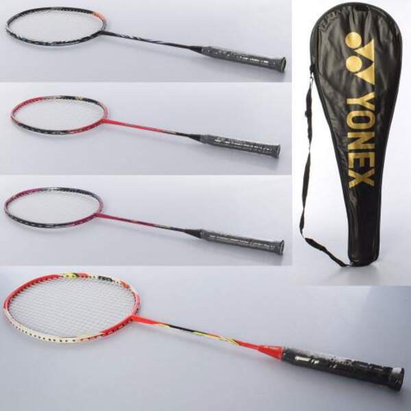 Бадмінтон залізний MS 3324 (20шт) Yonex, ракетка 1шт, 66,5см, алюм, 4види, в чохлі, 70-24-4см (шт.)