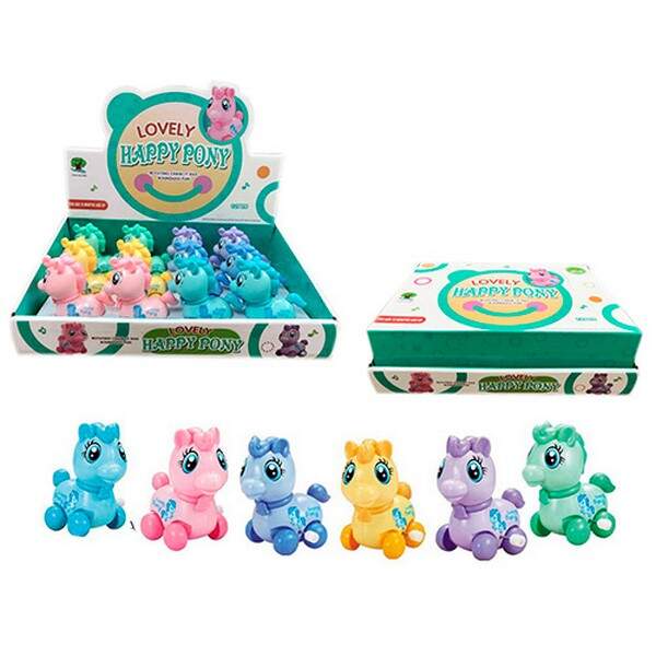 Іграшка 860 (180шт) заводна, конячка, 9 см, 12шт (6 кольорів) у диплеї, 33-22,5-10,5см (шт.)