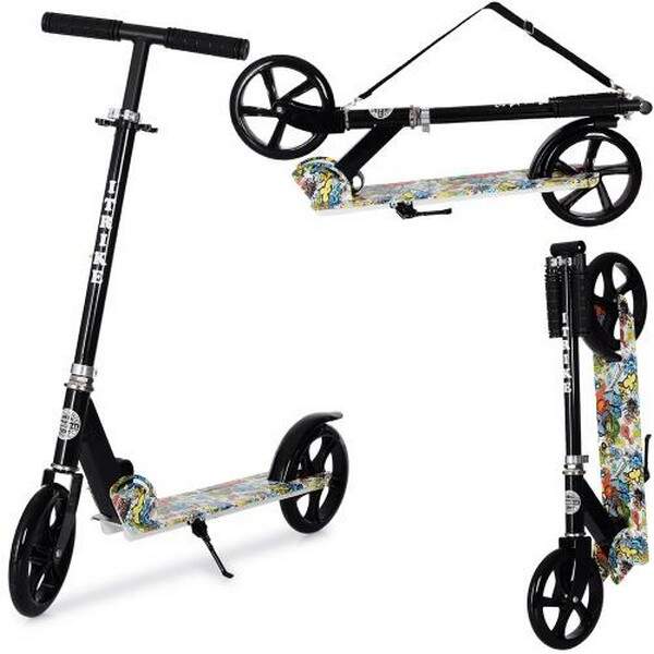 Самокат SR 2-010-2-WP1 (1шт) алюм,2колесаПУ200мм,кермо87/101см,підніж54/32-11,підставка,ремінь,принт (шт.)