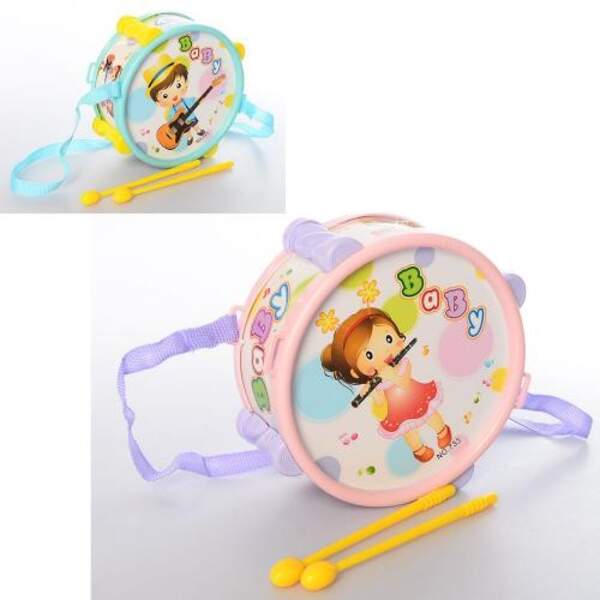 Барабан 733A-98 (180шт) 15см, палички2шт, 2види, в кульку, 15-15-6,5см (шт.)