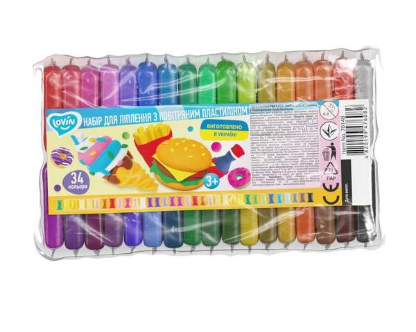 ТМ Lovin  Набір для ліплення з повітряним пластиліном 70148, 34 кольори (шт.)