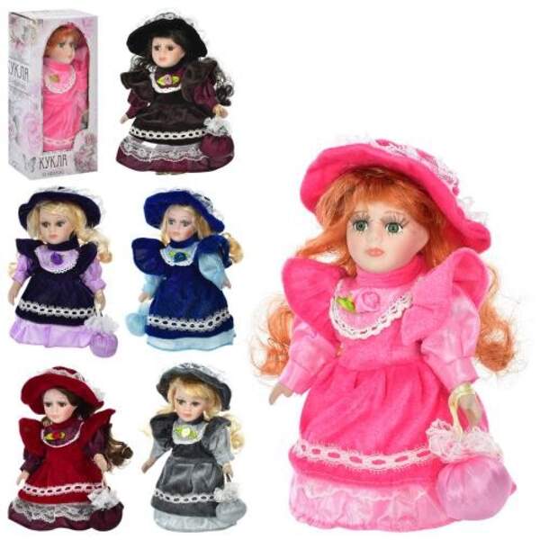 Лялька M 4905 (36шт), порцелянова 20см, сумка, капелюх, на підставці, 6 видів, в кор-ці, 21,5-10-6,5 (шт.)
