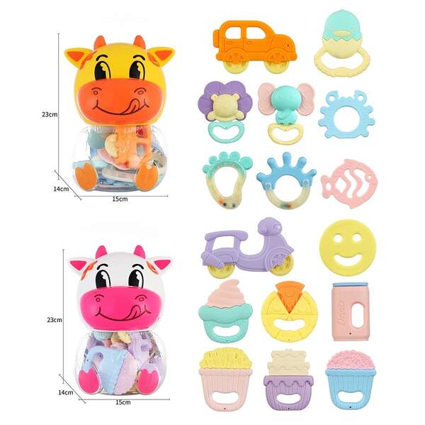 Брязкальце HX019/020 корівка набір 2в.8шт.банка 23*14*15 /60/ (шт.)