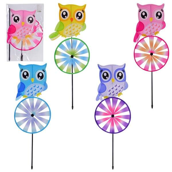 Вітрячок арт. V2209 (120шт/2) Сова, 50 см, 4 кольори  пакет (шт.)