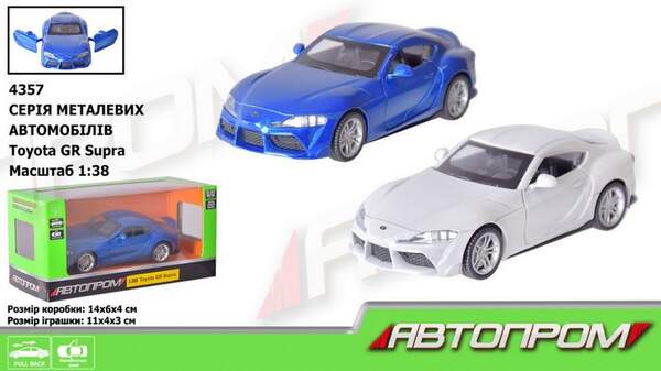 Машина метал АВТОПРОМ арт. 4357/3280 (96шт/2) 1:38 Toyota GR Supra, відкр.двері, 14,5 * 6,5 * 7см (шт.)