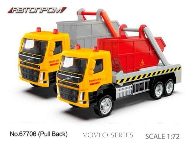 Машина метал АВТОПРОМ арт. 67706K (96шт/2) 1:72 Volvo Swing Arm Garbage Truck, рухомі елементи, в ко (шт.)