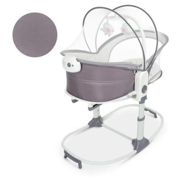 Люлька-качалка 8038 (3шт) 6в1, льон, музика, регулювання по висоті, рожевий (шт.)