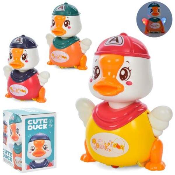 Музична іграшка 986A (48шт) качка 17см, звук, світло, танцює, 3 кольори, на бат-ці, у кор-ці, 11-17- (шт.)