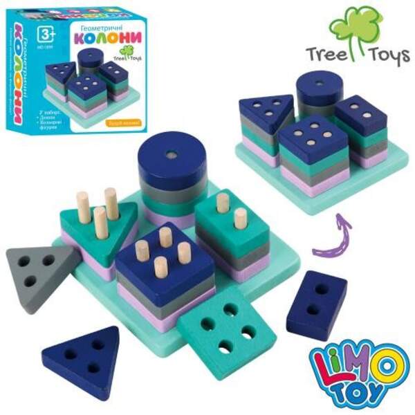 Дерев'яна іграшка Геометрика MD 1899 (50шт) геом. фігури 16шт, у коробці, 8,5-8,5-4,5см (шт.)