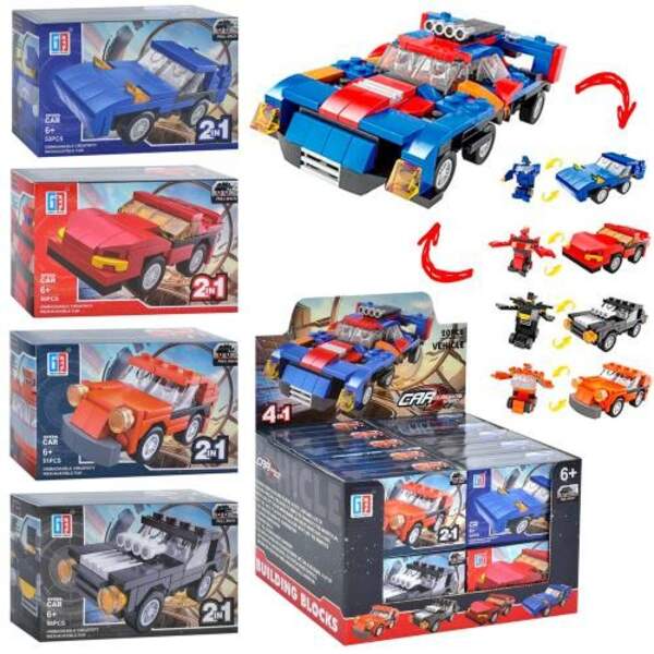 Конструктор 123-353/357 (240шт) транспорт, від 51 дит, 20шт (4 види) в дисплеї, 27-22-17см (шт.)