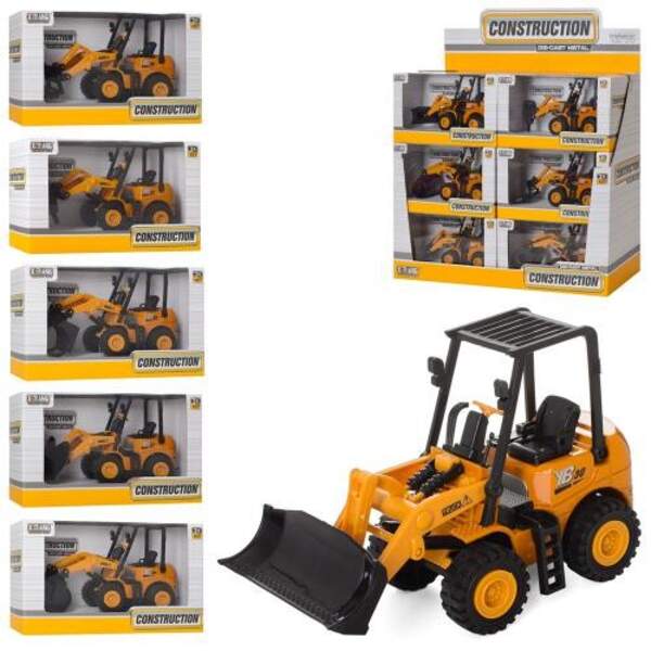 Трактор XB7003 (72шт) метал, інер-й, будтехніка, 14см, 12шт (6видів) в дисплеї, 38,5-34,5-16см (шт.)