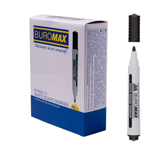 Маркер для магнітних дошок, чорний BM.8800-01 (12/144/864шт) (шт.)