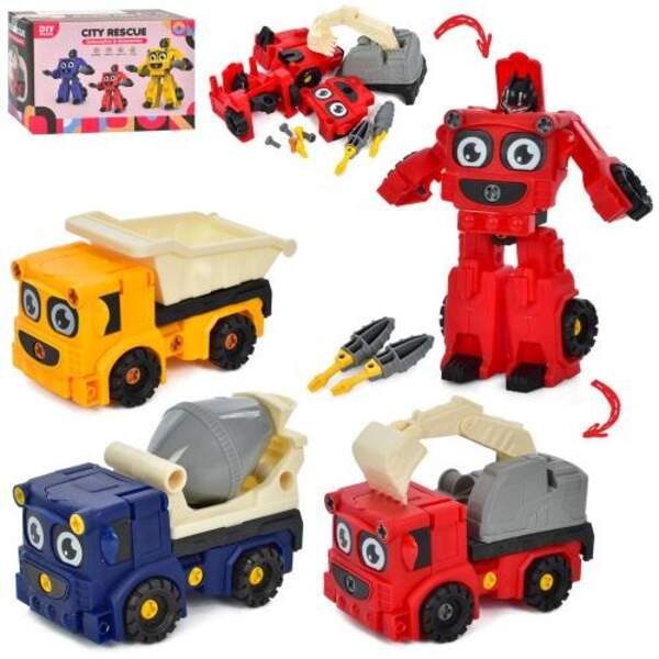 Конструктор JJ880 (60шт) спецтехніка, 2в1, 3 види (3 кольори) у коробці, 14,2-9,5-7,5см (шт.)