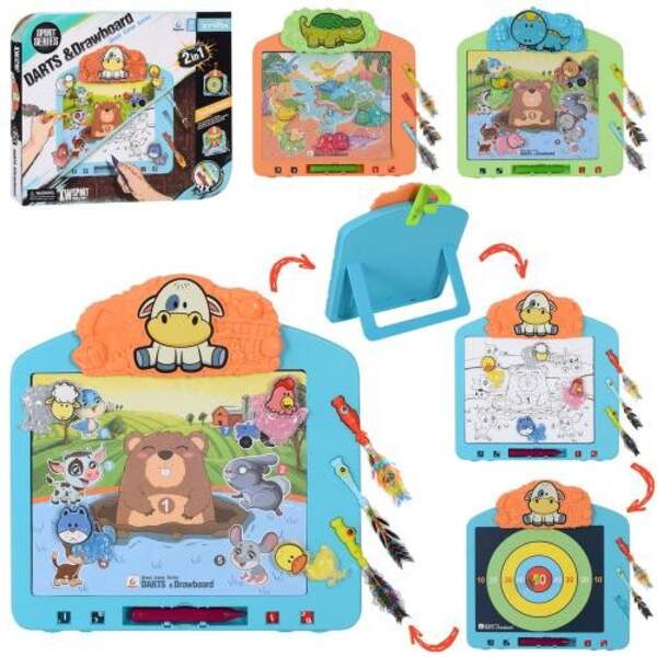 Гра 9302-2-3-4 (18шт) магніт2в1 (дартс / для малювання), стріли 3шт, крейда, 3 види, у коробці (шт.)