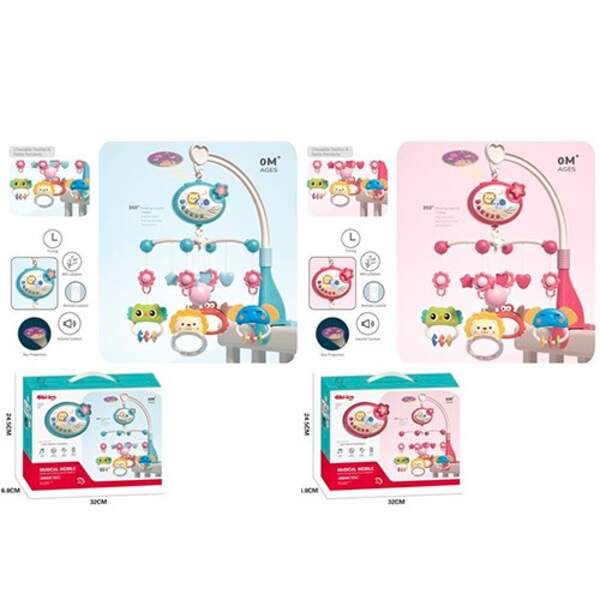 Карусель на ліжечко 698-84-85 (18шт) подв4шт, д/в (ІЧ), проект, с, таймер, 2кол, в коробці, 32-25-7 (шт.)