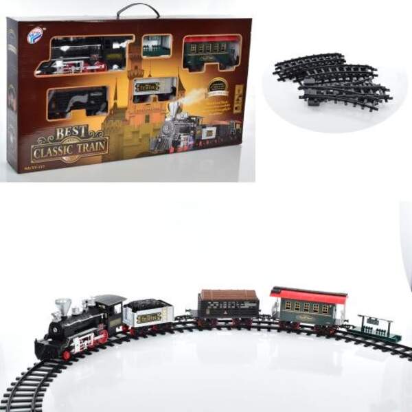 ЗД YY-127EN (4шт) довжина шляху 650см, локомотив, вагон 3шт, станція, звук, світло, дим, на бат-ці, (шт.)