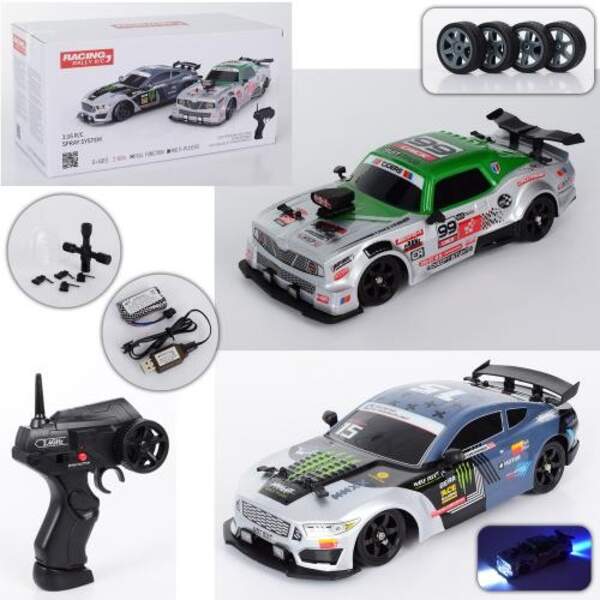 Машина SC16A05-1-08-1 (6шт) р/в 2,4G, акум, 28см, неб'ющ. корп, дріфт, доп. колеса, 2 види, в кор. (шт.)