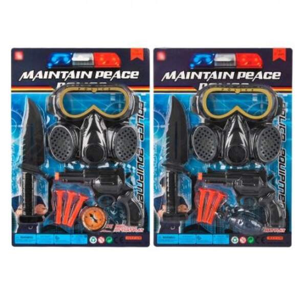 Набір зі зброєю 32-14 (120шт) револьвер, ніж, маска, кулі-присоски, на листі, 26-37,5-3см (шт.)