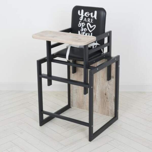 Стільчик Graphite дуб клондайк (1шт) для годування, трансформер, 2-х точ. ремені, чорний + дуб (шт.)