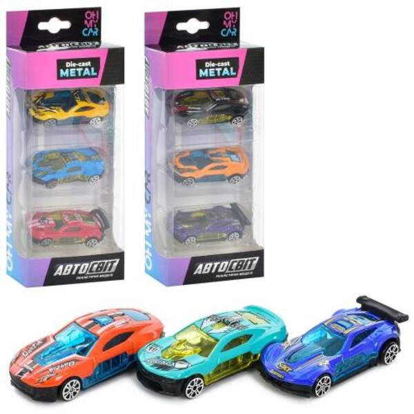 Набір машинок AS-1945 (60шт) АвтоСвіт, метал, 3шт, 7см, рухомий. деталі, 4 види, в кор-ці,9,5-23-4см (шт.)