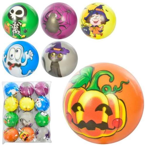 М'яч дитячий фомовий MS 3580 (360шт) 6,3см, 6видів, 6 кольорів, 12шт у кульку 24-17-6,5см (шт.)