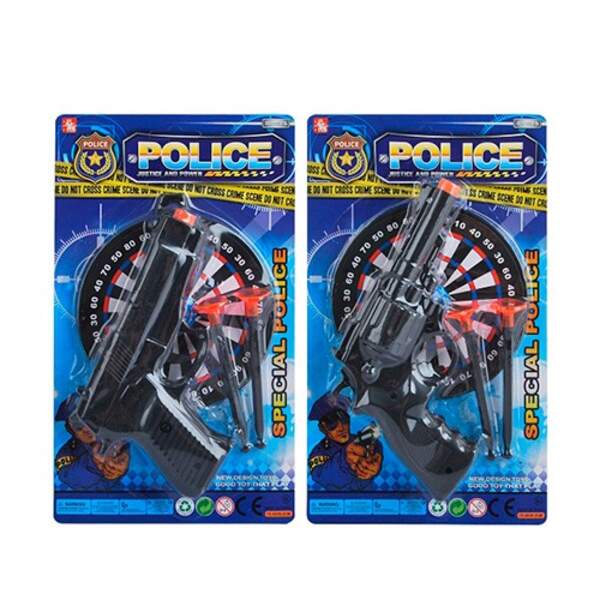 Пістолет 02-2 (288шт) 19 см, мішень, кулі-присоски 2шт, 2 види, на листі 26-26-15см (шт.)