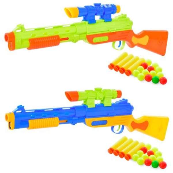 Рушниця 9311-59 (120шт)44см, м'які кулі-присоски 4шт, кулі, 2 кольори, в кульку 49-23-3см (шт.)