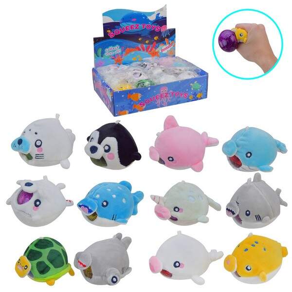 Антистрес у плюші арт. K5910 (240шт) з блискітками, 8см 12шт в боксі дисплей/ціна за шт/ (шт.)